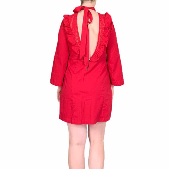 NEW Free People Red Long Sleeve Boho Mini Dress Small - Picture 4 of 13